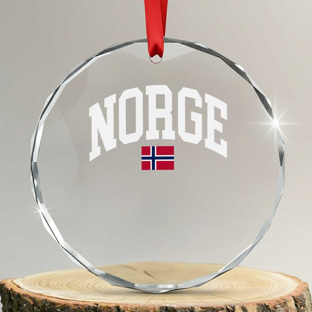 Norge Norway Flag Crystal Glass Ornament Retro Varsity Lettering Norwegian Pride Scandinavian Heritage Graphic TS10 Transparent Glass 3'' Circle Print Your Wear