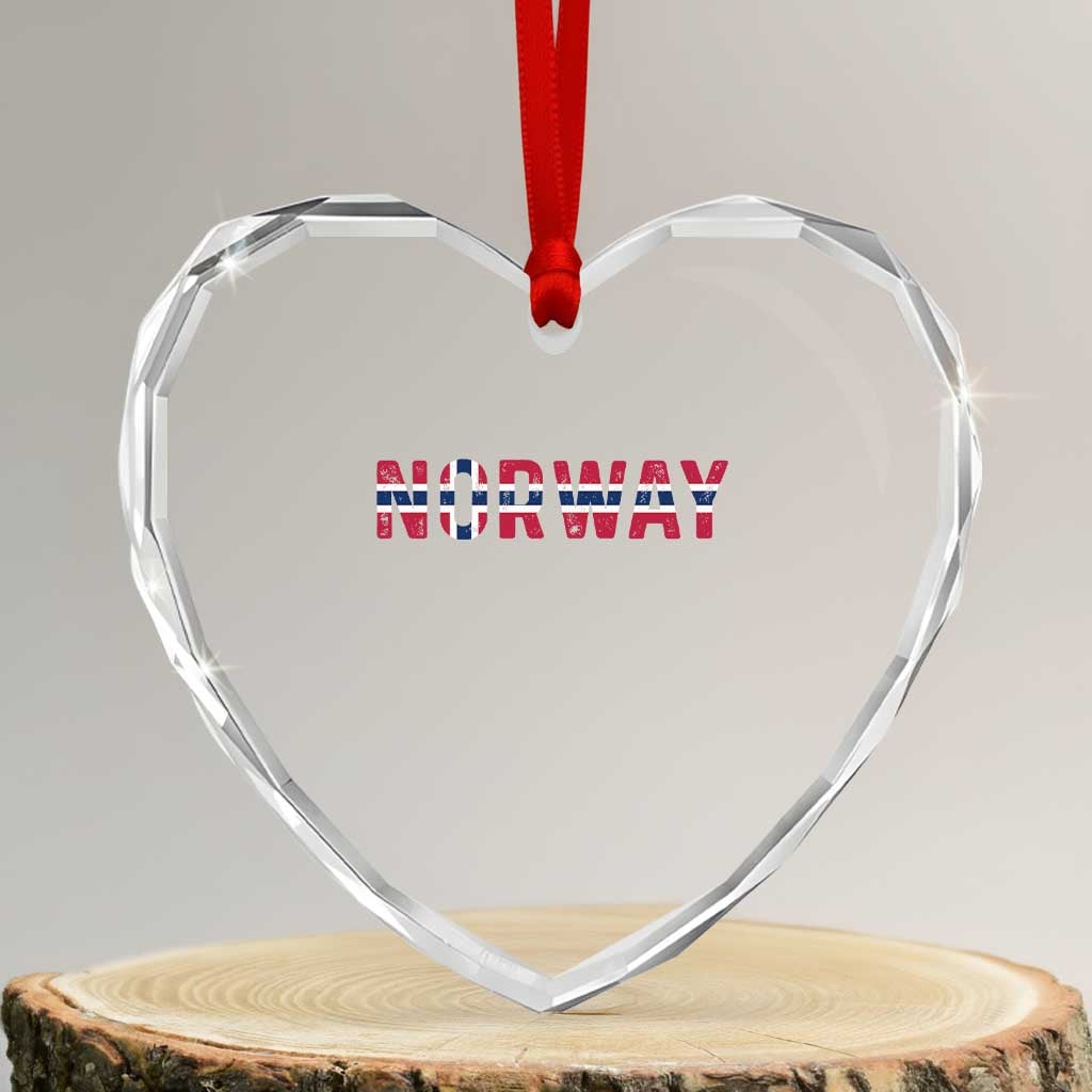 Norge Norway Norwegian Flag Heart Crystal Glass Ornament