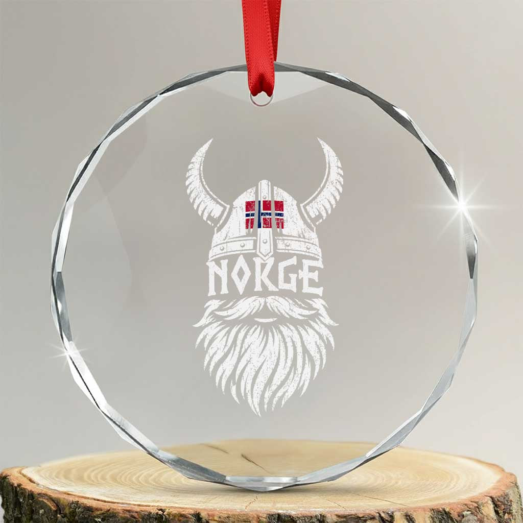 Norge Viking Norway Flag Crystal Glass Ornament Norwegian Pride Norse Warrior Vintage Graphic TS10 Transparent Glass 3'' Circle Print Your Wear