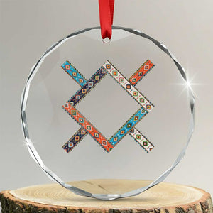 Northern Cheyenne Tribe Flag Montana Tribal Pattern Crystal Glass Ornament