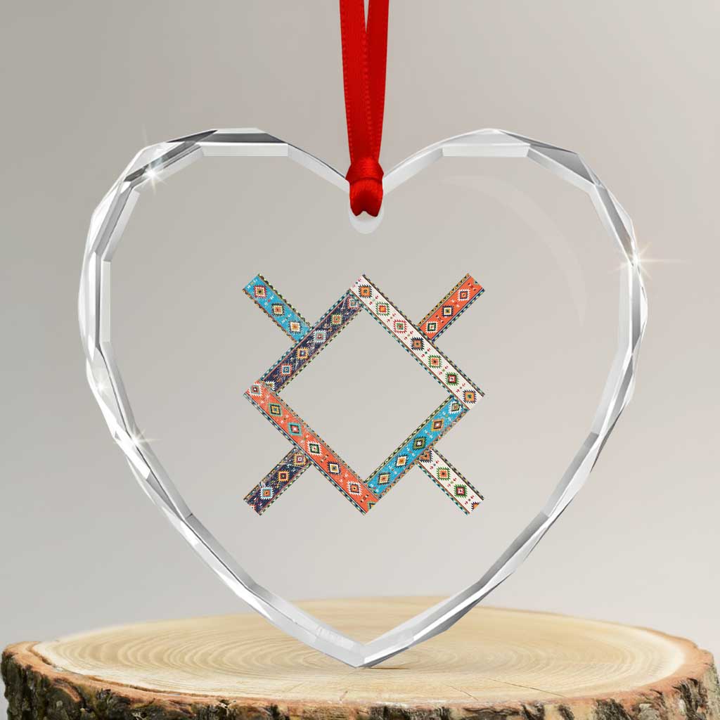 Northern Cheyenne Tribe Flag Montana Tribal Pattern Heart Crystal Glass Ornament TS11 Transparent Glass 3'' Heart Print Your Wear