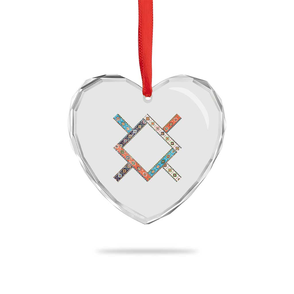 Northern Cheyenne Tribe Flag Montana Tribal Pattern Heart Crystal Glass Ornament TS11 Print Your Wear