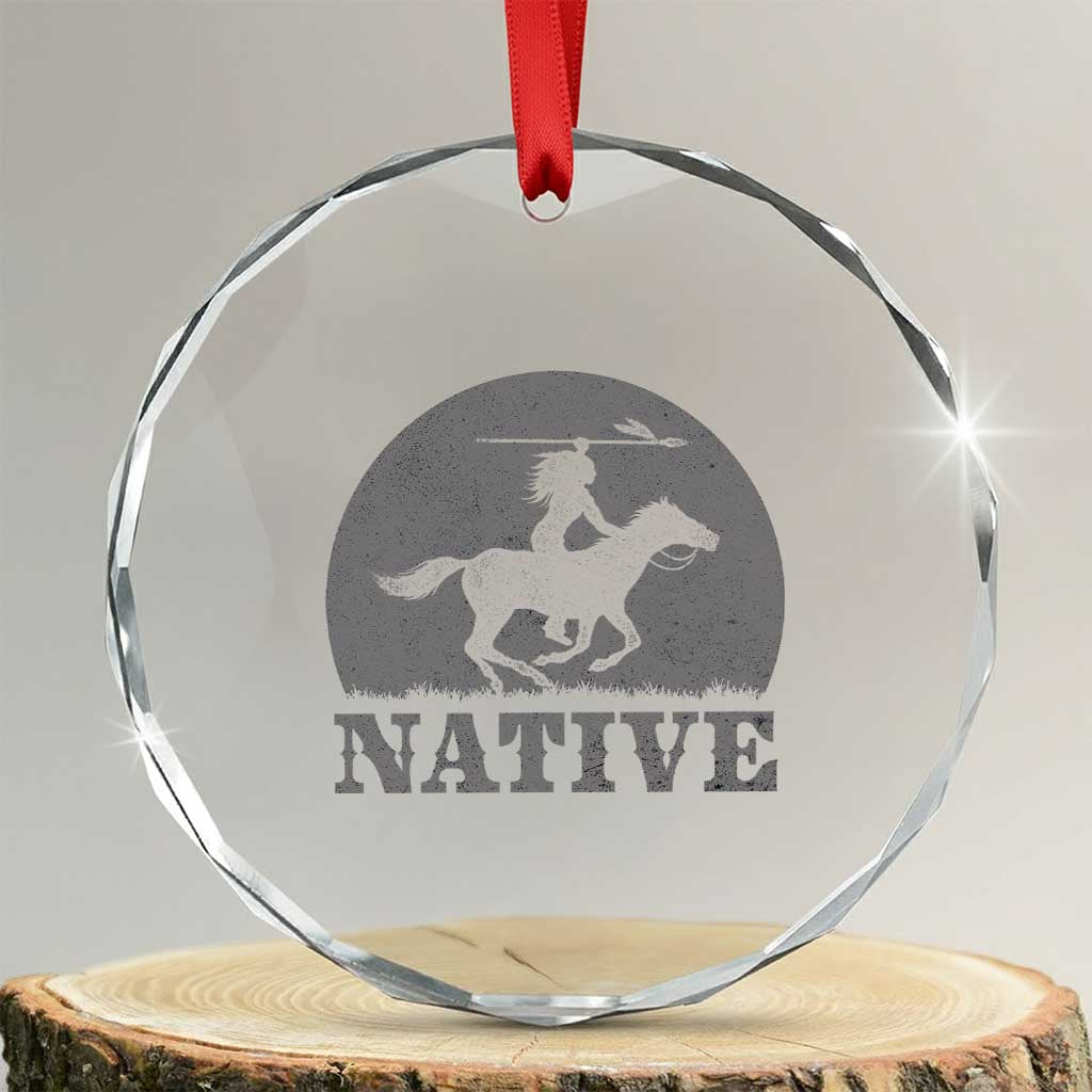 Northwest Native American Knight Pride Mountain Warrior Crystal Glass Ornament TS14 Transparent Glass 3'' Circle Print Your Wear