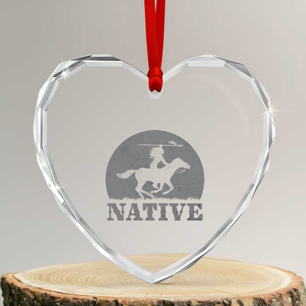 Northwest Native American Knight Pride Mountain Warrior Heart Crystal Glass Ornament TS14 Transparent Glass 3'' Heart Print Your Wear