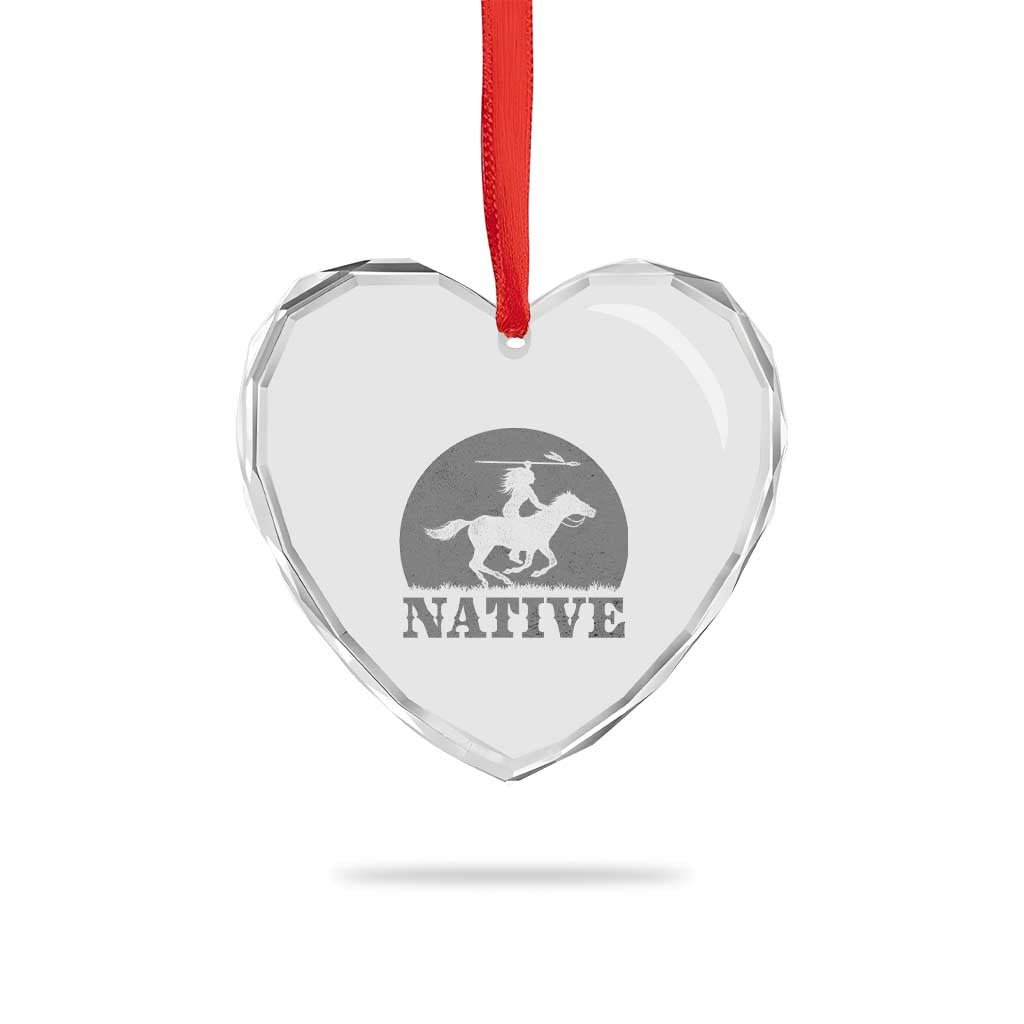 Northwest Native American Knight Pride Mountain Warrior Heart Crystal Glass Ornament