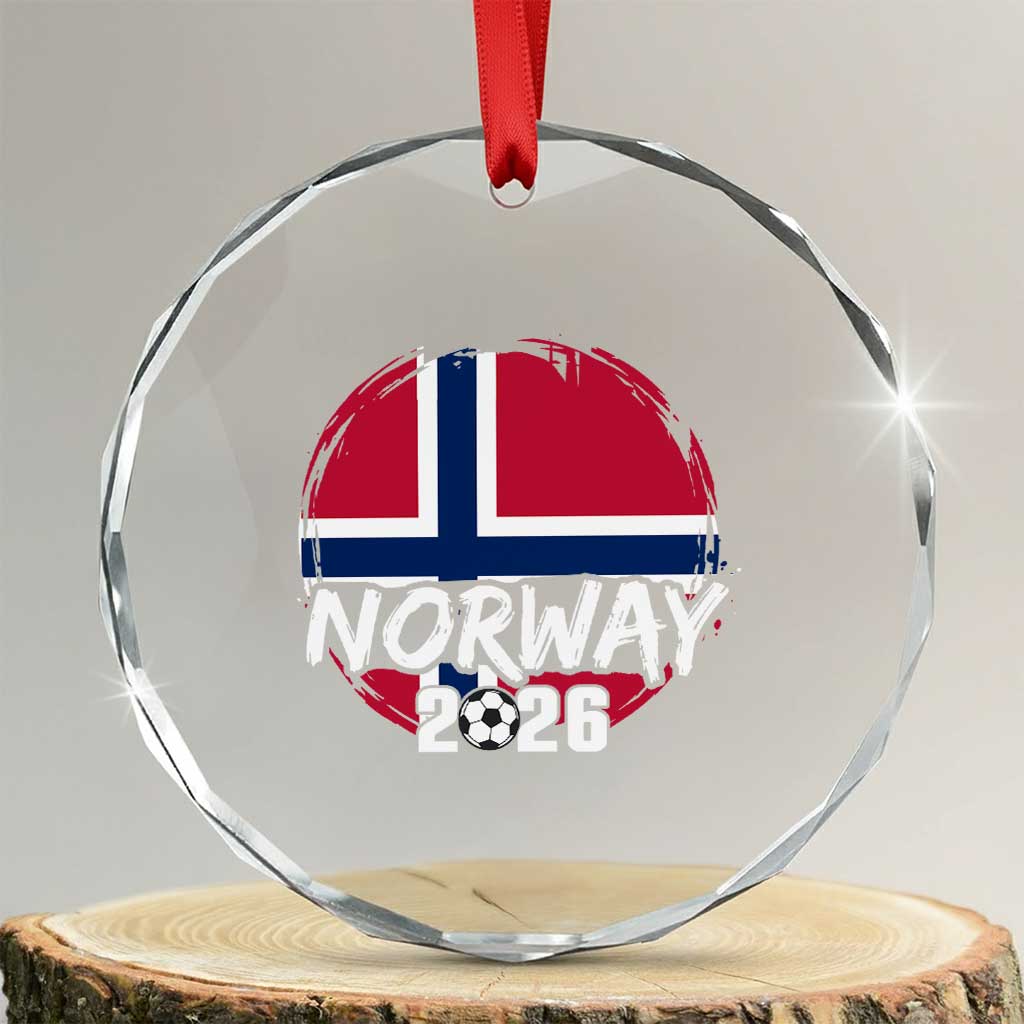 Norway 2026 Soccer Football Fan Norwegian Flag Crystal Glass Ornament TS14 Transparent Glass 3'' Circle Print Your Wear