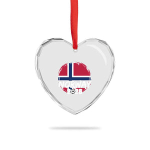 Norway 2026 Soccer Football Fan Norwegian Flag Heart Crystal Glass Ornament