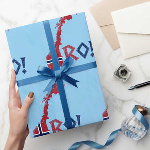 Norway Flag Country Map Patriotic Ro Ro Chant Wrapping Paper Roll Norwegian Viking Row Soccer Supporter Football Fans