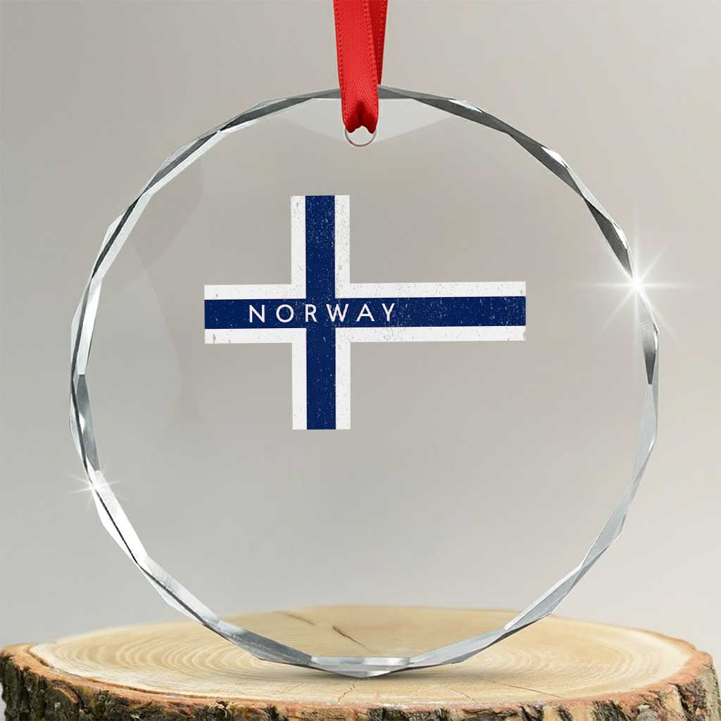 Norway Flag Cross Crystal Glass Ornament Vintage Distressed Norwegian Heritage Patriotic Scandinavian Graphic TS10 Transparent Glass 3'' Circle Print Your Wear