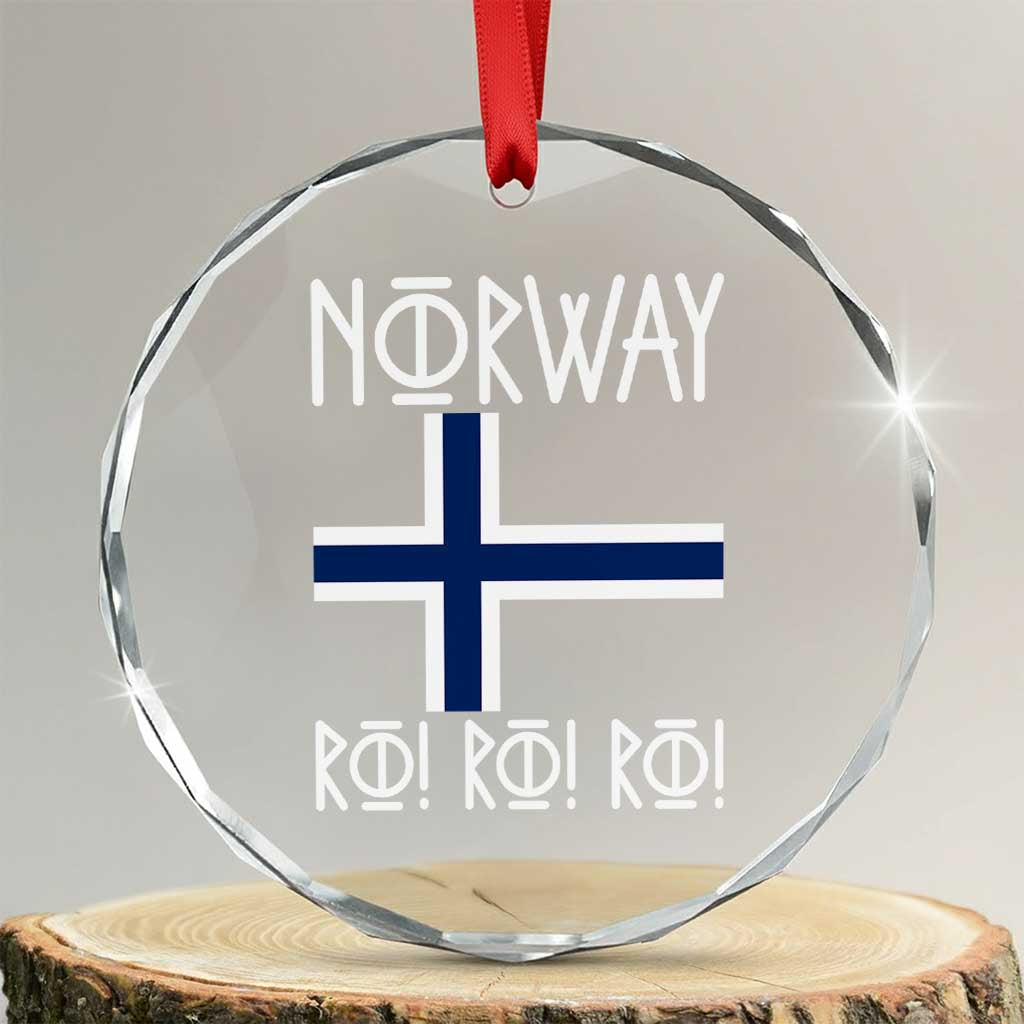 Norway Flag Ro Ro Ro Norse Rune Typography Graphic Crystal Glass Ornament Norge Football Fans Norwegian Pride TS02 Transparent Glass 3'' Circle Print Your Wear