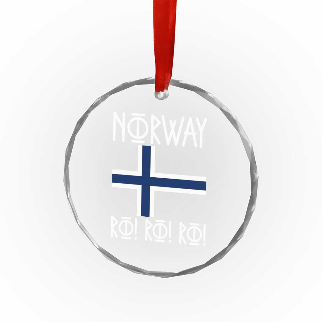 Norway Flag Ro Ro Ro Norse Rune Typography Graphic Crystal Glass Ornament Norge Football Fans Norwegian Pride TS02 Print Your Wear