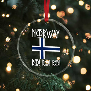 Norway Flag Ro Ro Ro Norse Rune Typography Graphic Crystal Glass Ornament Norge Football Fans Norwegian Pride TS02 Print Your Wear