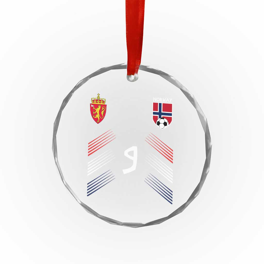 Norway Football Crest Jersey Style Crystal Glass Ornament Number 9 Viking Athletic for Soccer Fan