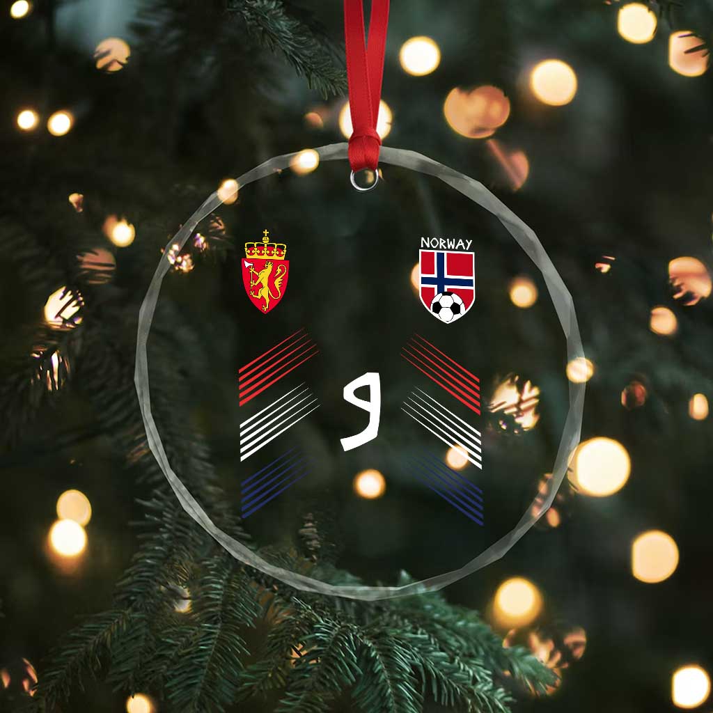 Norway Football Crest Jersey Style Crystal Glass Ornament Number 9 Viking Athletic for Soccer Fan