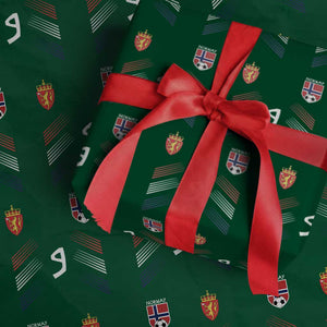 Norway Football Crest Jersey Style Wrapping Paper Roll Number 9 Viking Athletic for Soccer Fan