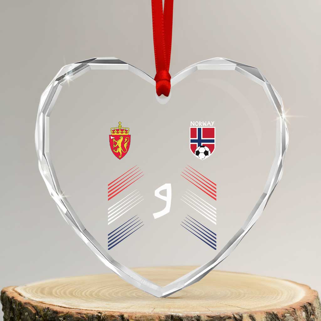 Norway Football Crest Jersey Style Heart Crystal Glass Ornament Number 9 Viking Athletic for Soccer Fan TS11 Transparent Glass 3'' Heart Print Your Wear
