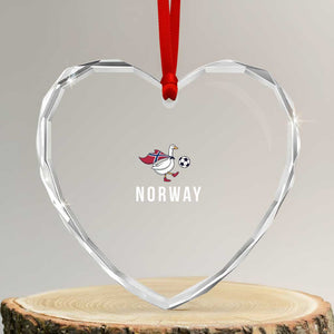 Norway Football Heart Crystal Glass Ornament Silly Goose Soccer Fan Support