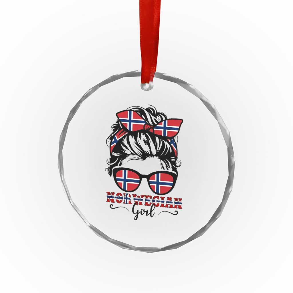Norway Messy Bun Girl Norwegian Flag Crystal Glass Ornament TS14 Print Your Wear