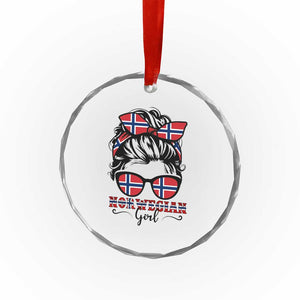 Norway Messy Bun Girl Norwegian Flag Crystal Glass Ornament TS14 Print Your Wear