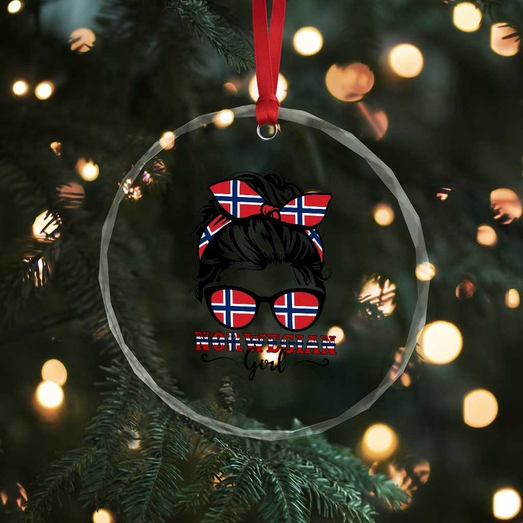 Norway Messy Bun Girl Norwegian Flag Crystal Glass Ornament TS14 Print Your Wear