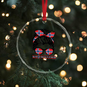 Norway Messy Bun Girl Norwegian Flag Crystal Glass Ornament TS14 Print Your Wear
