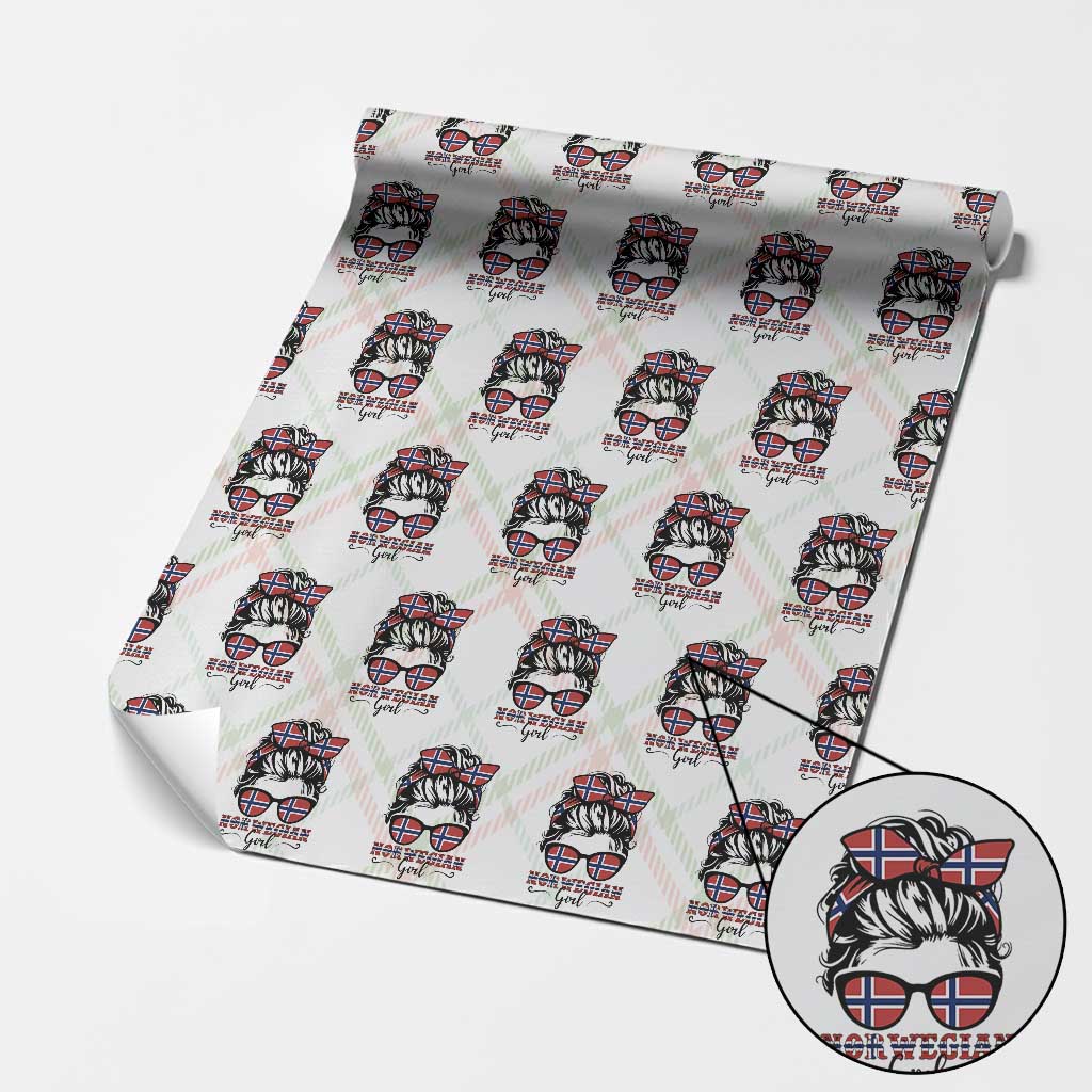 Norway Messy Bun Girl Norwegian Flag Wrapping Paper Roll TS14 Christmas Plaid Print Your Wear