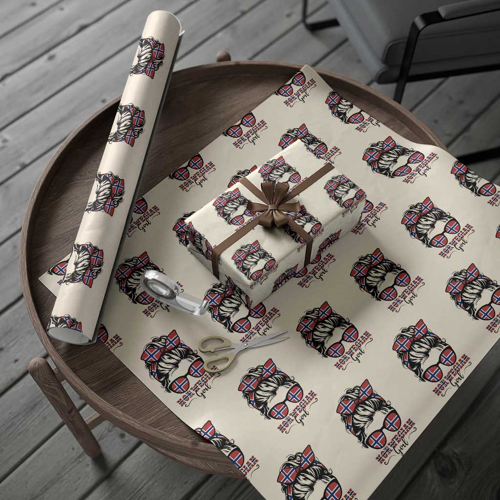 Norway Messy Bun Girl Norwegian Flag Wrapping Paper Roll TS14 Beige Print Your Wear
