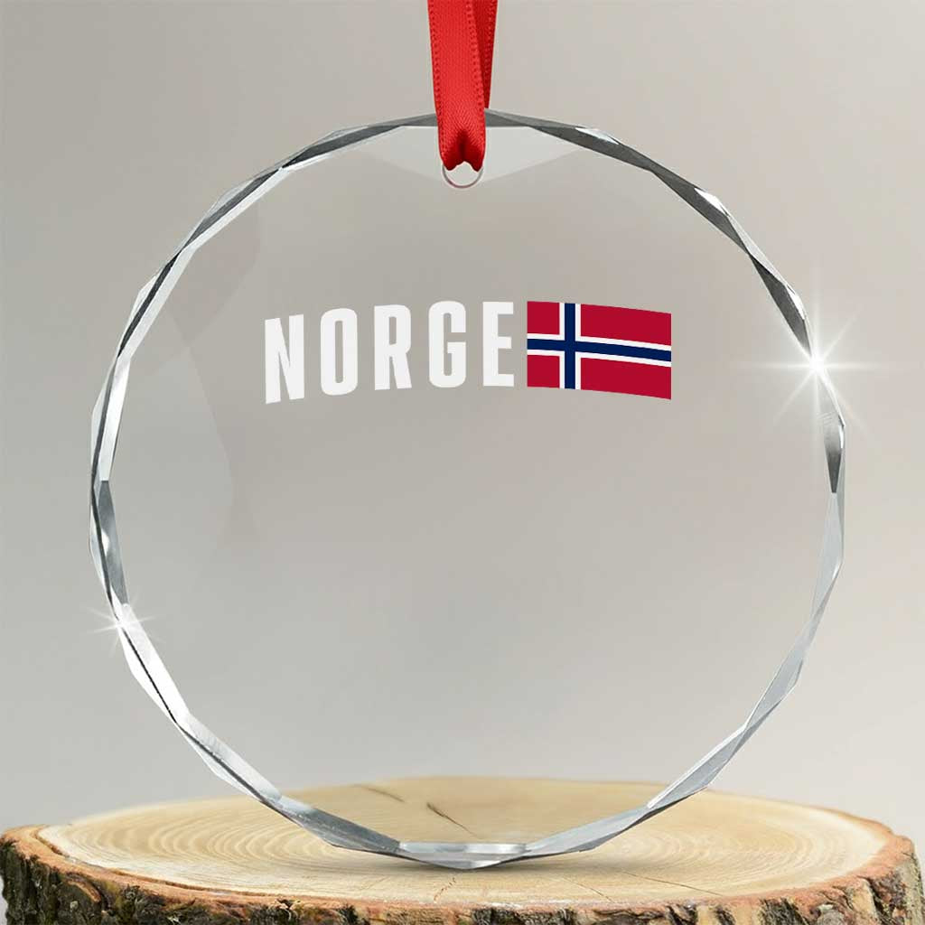 Norway Norge Norwegian Flag Graphic Crystal Glass Ornament TS14 Transparent Glass 3'' Circle Print Your Wear