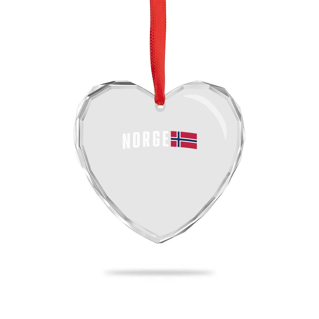 Norway Norge Norwegian Flag Graphic Heart Crystal Glass Ornament