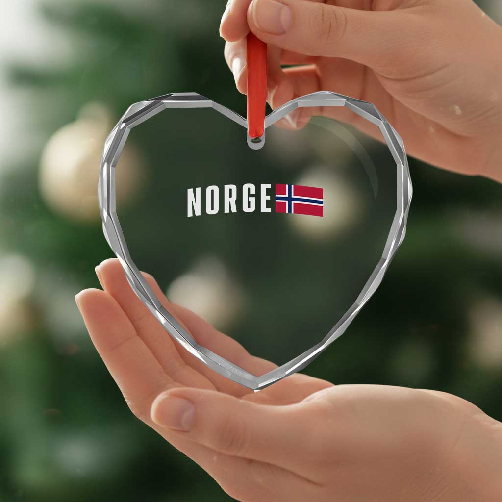Norway Norge Norwegian Flag Graphic Heart Crystal Glass Ornament