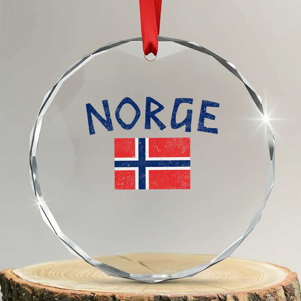 Norway Norge Soccer Design Vintage Norwegian Flag Crystal Glass Ornament TS11 Transparent Glass 3'' Circle Print Your Wear