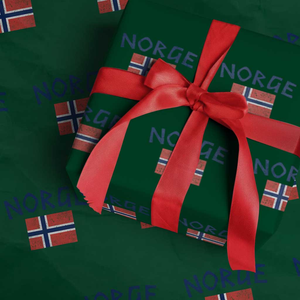 Norway Norge Soccer Design Vintage Norwegian Flag Wrapping Paper Roll TS11 Green Print Your Wear