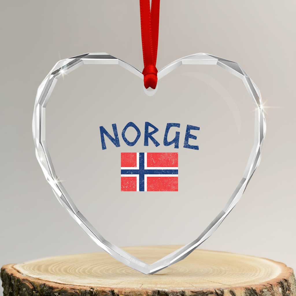 Norway Norge Soccer Design Vintage Norwegian Flag Heart Crystal Glass Ornament TS11 Transparent Glass 3'' Heart Print Your Wear