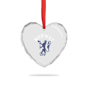 Norway Norwegian Lion Athletic Sports Jersey Style Heart Crystal Glass Ornament