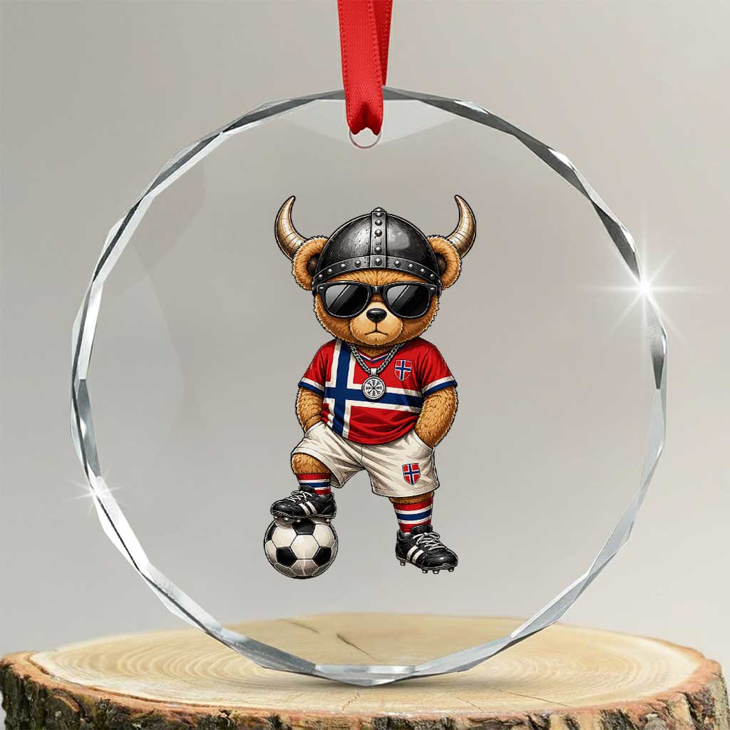 Norway Soccer Fan Crystal Glass Ornament Cool Viking Bear Nordic Football Norwegian Flag TS10 Transparent Glass 3'' Circle Print Your Wear
