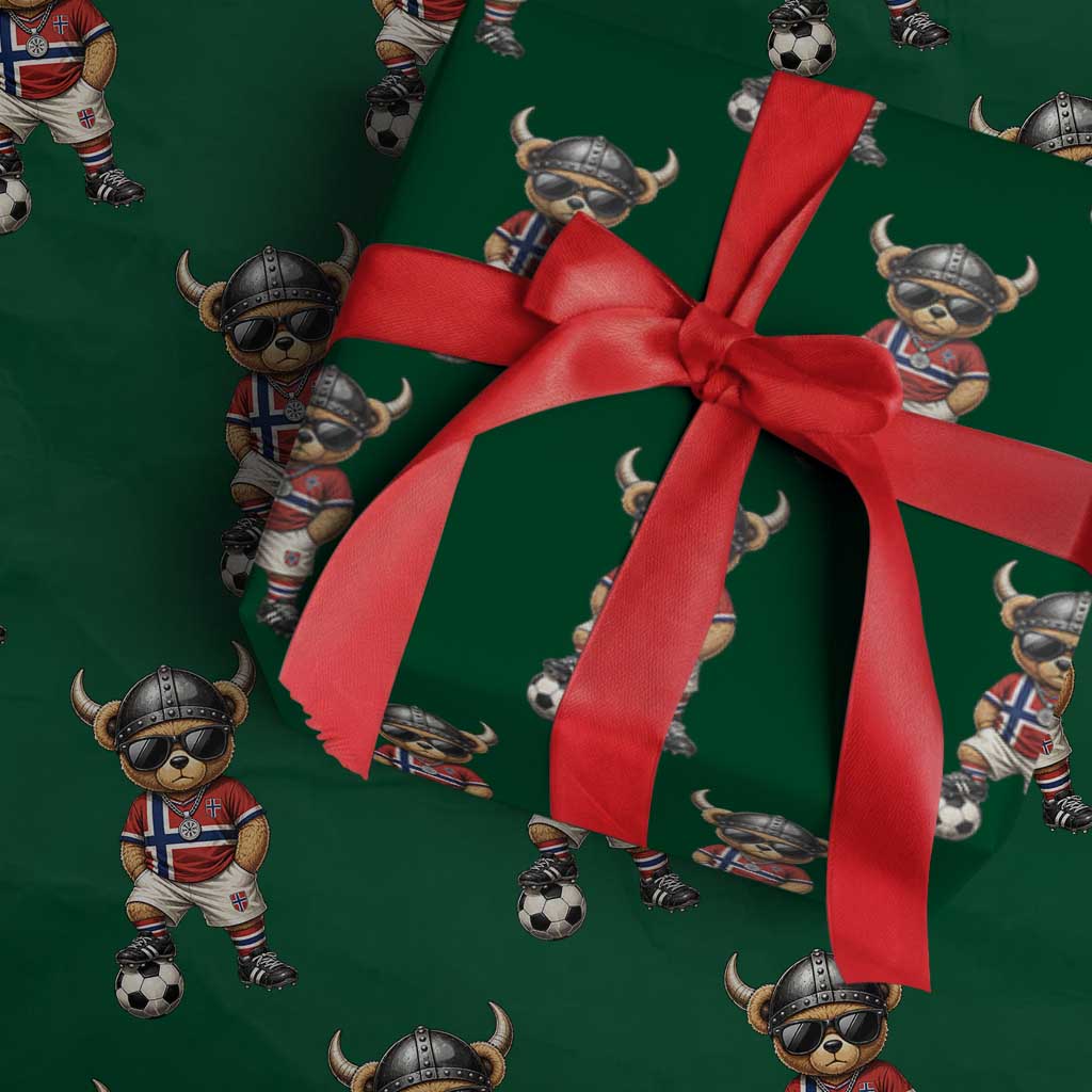 Norway Soccer Fan Wrapping Paper Roll Cool Viking Bear Nordic Football Norwegian Flag TS10 Green Print Your Wear
