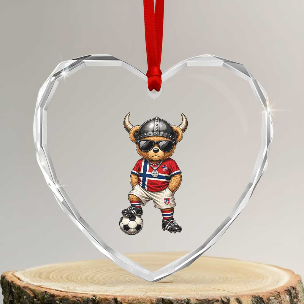 Norway Soccer Fan Heart Crystal Glass Ornament Cool Viking Bear Nordic Football Norwegian Flag TS10 Transparent Glass 3'' Heart Print Your Wear