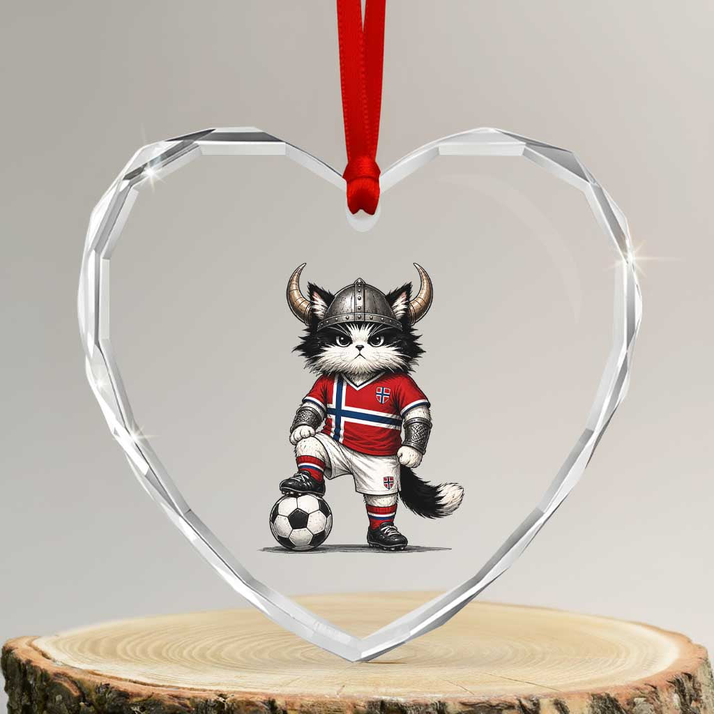 Norway Soccer Fan Heart Crystal Glass Ornament Cute Viking Cat Norwegian Flag Nordic Football Lovers TS10 Transparent Glass 3'' Heart Print Your Wear