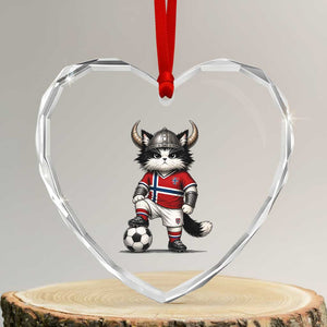 Norway Soccer Fan Heart Crystal Glass Ornament Cute Viking Cat Norwegian Flag Nordic Football Lovers TS10 Transparent Glass 3'' Heart Print Your Wear