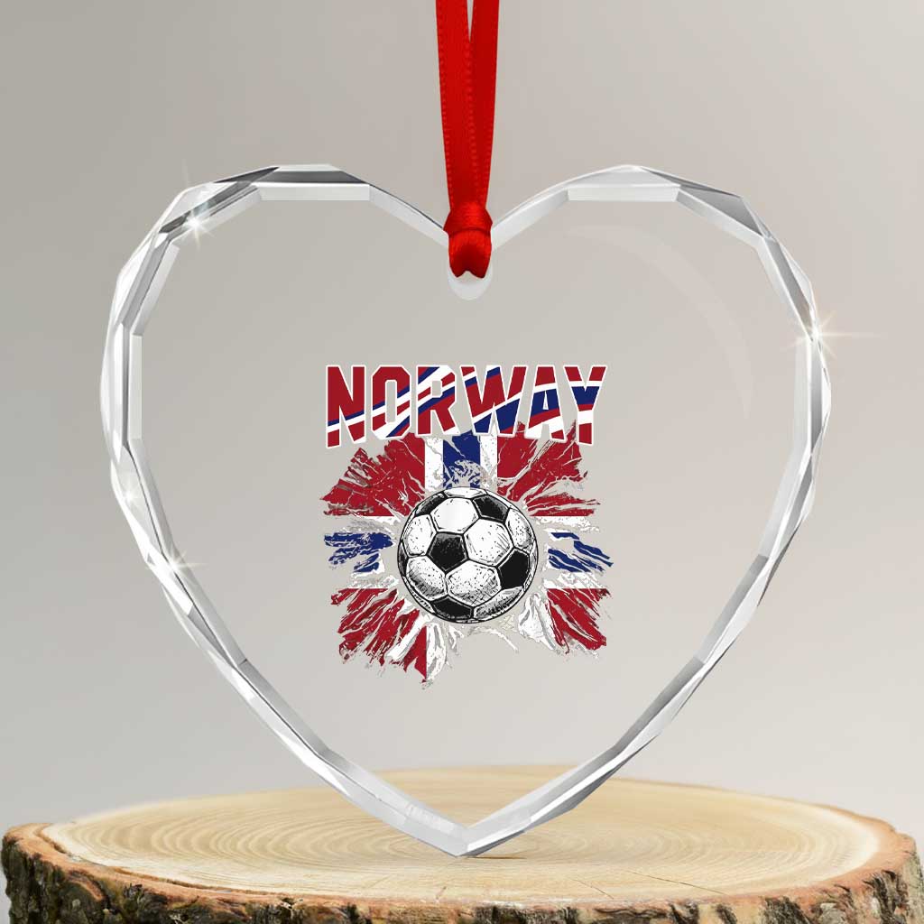 Norway Soccer Fan Heart Crystal Glass Ornament Norwegian Football Supporter Fan Gift