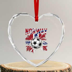 Norway Soccer Fan Heart Crystal Glass Ornament Norwegian Football Supporter Fan Gift