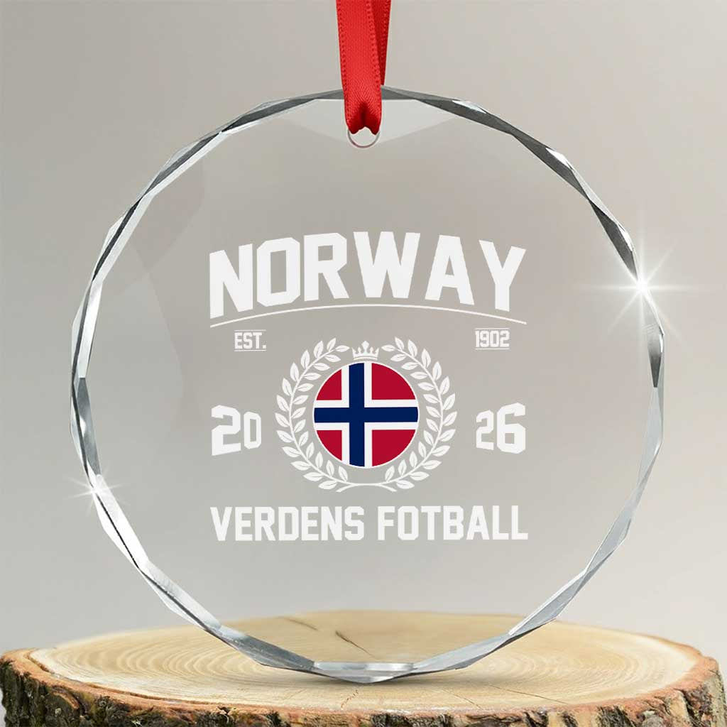 Norway Soccer Football Fan 2026 Norwegian Flag Crystal Glass Ornament