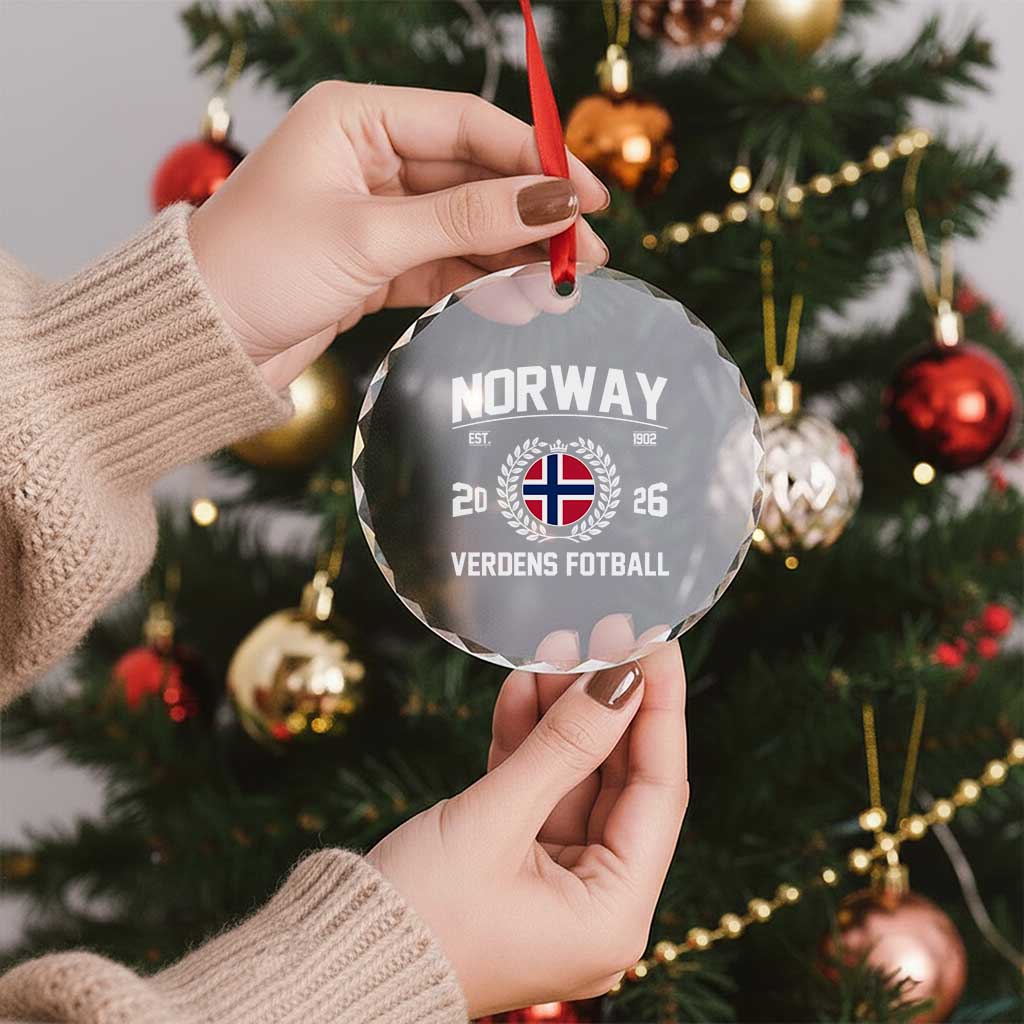 Norway Soccer Football Fan 2026 Norwegian Flag Crystal Glass Ornament