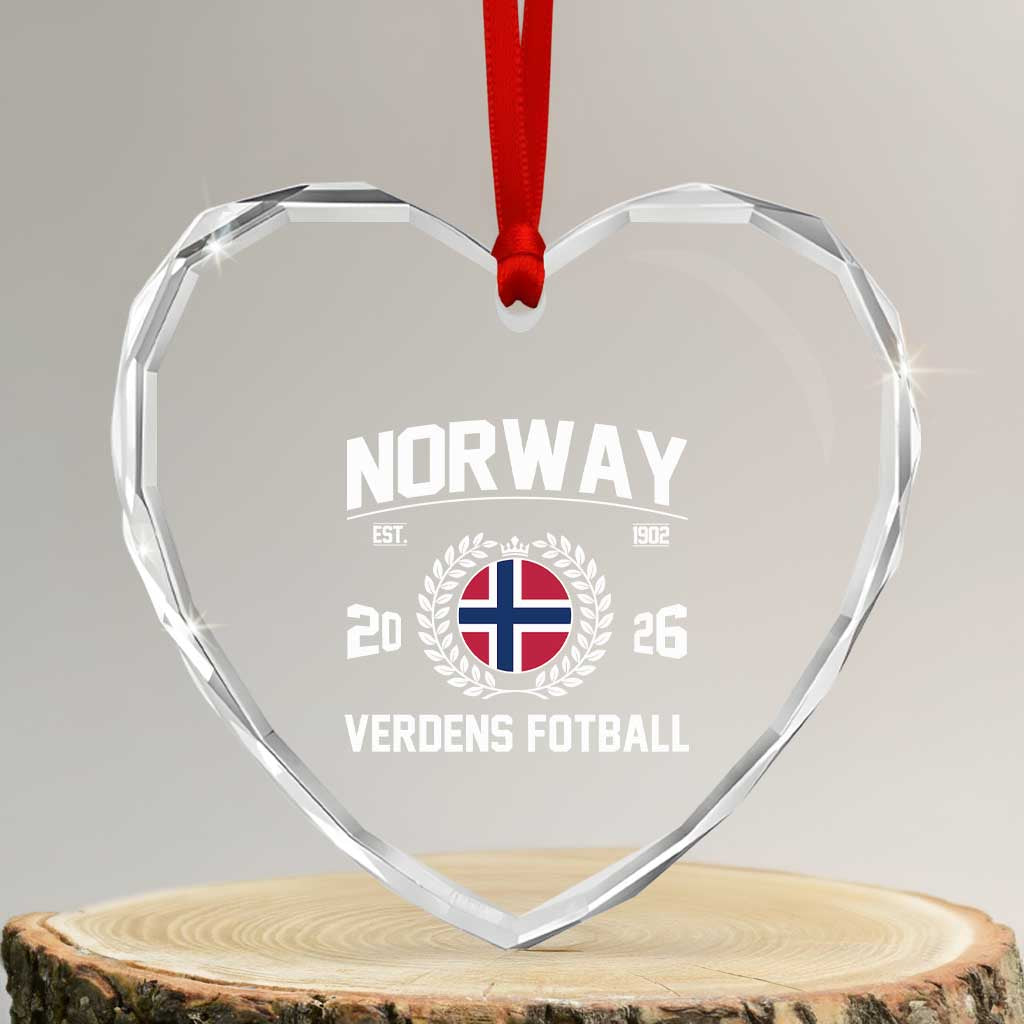 Norway Soccer Football Fan 2026 Norwegian Flag Heart Crystal Glass Ornament TS14 Transparent Glass 3'' Heart Print Your Wear