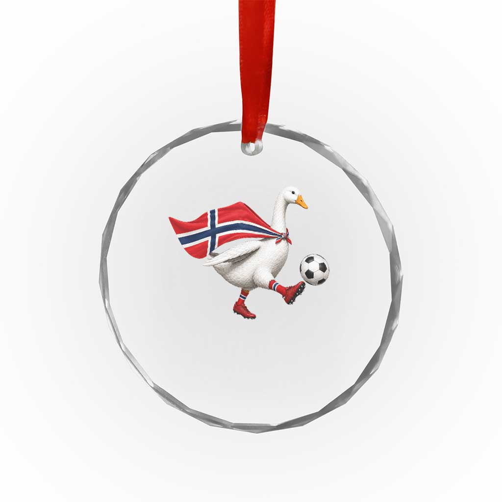 Norway Soccer Goose Crystal Glass Ornament Norwegian Flag Patriotic Football Fan Graphic