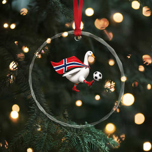 Norway Soccer Goose Crystal Glass Ornament Norwegian Flag Patriotic Football Fan Graphic
