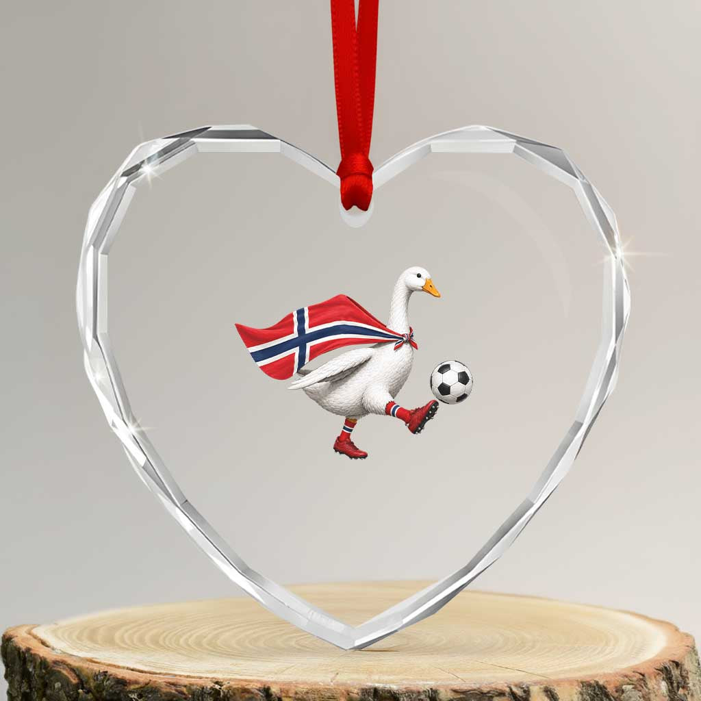 Norway Soccer Goose Heart Crystal Glass Ornament Norwegian Flag Patriotic Football Fan Graphic TS10 Transparent Glass 3'' Heart Print Your Wear