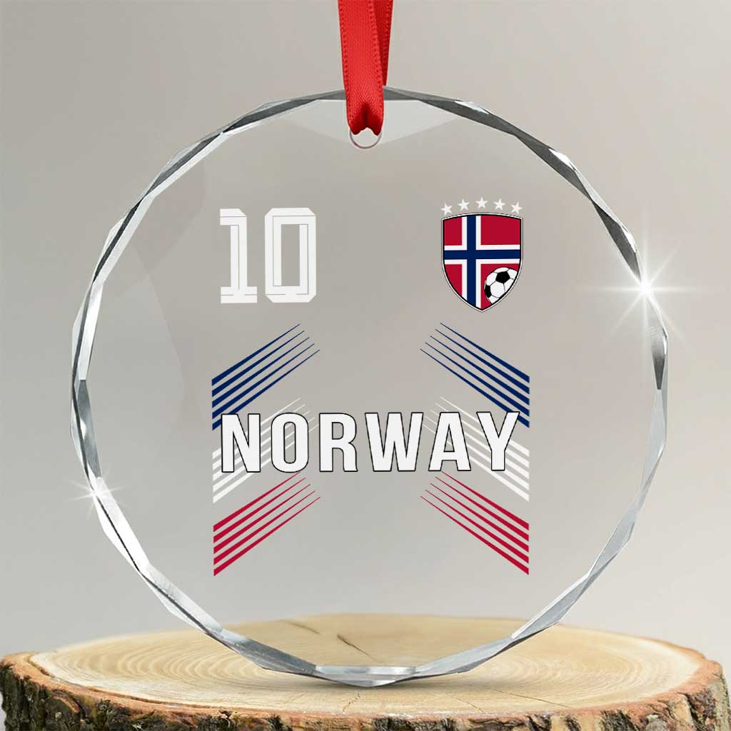 Norway Soccer Sports Graphic Number 10 Jersey Style Crystal Glass Ornament Proud Norwegian Football Fans Game Day Pride TS02 Transparent Glass 3'' Circle Print Your Wear