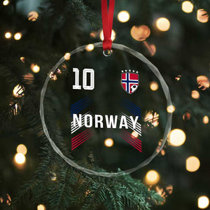Norway Soccer Sports Graphic Number 10 Jersey Style Crystal Glass Ornament Proud Norwegian Football Fans Game Day Pride