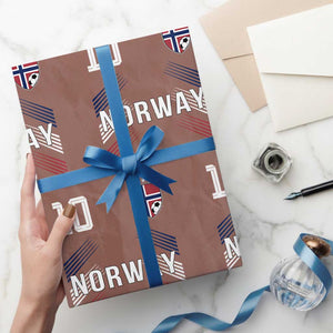 Norway Soccer Sports Graphic Number 10 Jersey Style Wrapping Paper Roll Proud Norwegian Football Fans Game Day Pride TS02 Mocha Print Your Wear